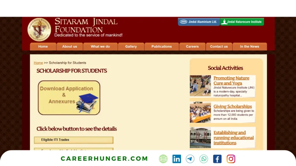 Sitaram Jindal Scholarship application process